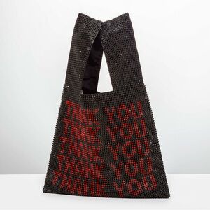 Black and Red Beaded Tote Bag
